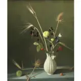 Fernand Renard, Wheat, Flowers and Berries, Oil on canvas