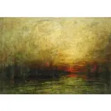 Henry Golden Dearth, Evening Boat at Anchor, Large oil on canvas laid to panel