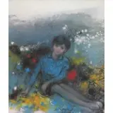 Chi-Chung Hu, Seated Girl, Oil on canvas