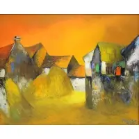 Dao Hai Phong, Autumn Haystacks, Oil on canvas