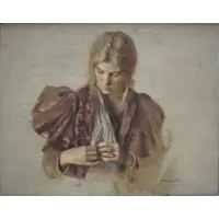 Nelson Shanks, Portrait of Miss Karen Andes, Oil on board