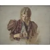 Nelson Shanks, Portrait of Miss Karen Andes, Oil on board