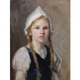 Nina Hardy, Portrait of a Girl in Bonnet, Oil on canvas