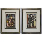 Georges Rouault, La Dame a La Huppe, Pair of aquatints from The Passion Series, 1939