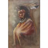 Portrait of a Native American by Portrait Of A Native American, Oil on canvas, sold Feb 2023