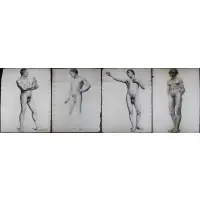Herbert A. Morgan, Grouping of (4) nude male figure studies, Graphite on paper