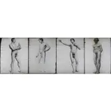 Herbert A. Morgan, Grouping of (4) nude male figure studies, Graphite on paper