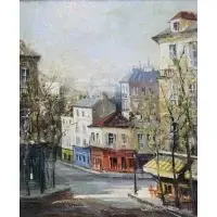 Lucien Delarue, Parisian Street, Oil on canvas