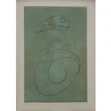 Max Ernst, Oiseau vert, Etching and aquatint in colors on Arches paper