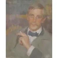 Wilton Robert Lockwood, Portrait of a Man with Cigarette, Oil on canvas