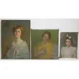 Wilton Robert Lockwood, Group of 3 Female Portraits, Oils on canvas