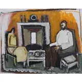 Norma Cohen, Gertrude Stein and Alice B. Toklas at Home in Paris, Oil pastel on paper