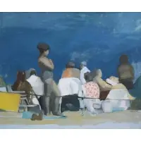 Daniel Bennett Schwartz, Beach Crowd, Oil on canvas