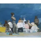 Daniel Bennett Schwartz, Beach Crowd, Oil on canvas