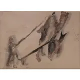 Reuven Rubin, The Plowman, Pen and ink with wash on paper