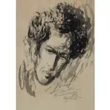 Reuven Rubin, Self Portrait, Ink wash on paper