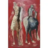 Marino Marini, Red Horses and Riders, Oil on masonite board
