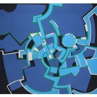 Frederick M. Faillace, Abstract Blue Composition, Large oil on canvas