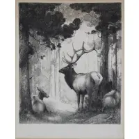 W. Herbert, Heart of the Wilderness, Elk No.19, Lithograph