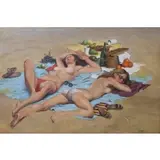 Joseph Sherly Sheppard, Sun Bathers, Oil on board