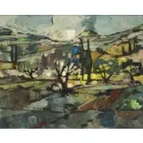Post Impressionist Style Oil On Canvas, Landscape, Oil on canvas