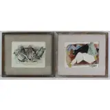 George Constant, Four Pigeons, Pair of Bird Watercolors