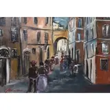 Alfredo Palmero de Gregorio, Street Scene, Oil on canvas