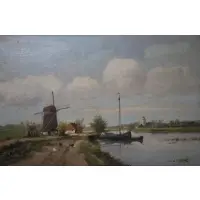 Anton Rutgers, Harbor, Oil on canvas