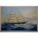 John Taylor Arms, Sail ship, Colored aquatint with Certificate of Authenticity