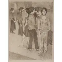 Edition 67-150 to lower left by Raphael Soyer, Lithograph of group of people, sold Mar 2023