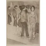 Raphael Soyer, Edition 67-150 to lower left, Lithograph of group of people