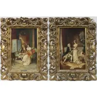 De Courard J.?, Pairing of couples, Oil on canvas in carved giltwood frame