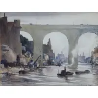 Harry DeMAINE, The High Bridge in Bronx NY, Watercolor