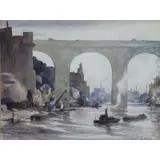 Harry DeMAINE, The High Bridge in Bronx NY, Watercolor