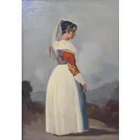 Adam Buck, Portrait of Lady in a white dress, Oil on board