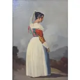 Adam Buck, Portrait of Lady in a white dress, Oil on board