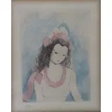 Marie Laurencin, Portrait of girl in pink, Etching with aquatint
