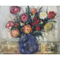 Floral still life by Henri D'Anty, Oil on board, sold Mar 2023