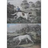 Henry Pyall, Pairing of dog hunting scenes, Hand colored engravings