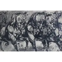 Alton Tobey, Horses, Ink on paper