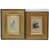 Rembrandt, Woman Making Water, Pairing of etchings