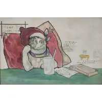 Marjorie?, Portrait of terrier, Watercolor