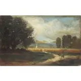 Samuel Frost Johnson, Landscape scene, Oil on board