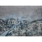 Raúl Milián, Blue Landscape, Mixed media on paper