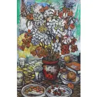 Sasha Moldovan, Floral Still Life, Large oil on canvas