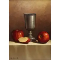Loran Speck, Apples Still Life, Oil on board