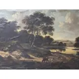M. Panzerbieter, Landscape with Cattle Scene, Large oil on canvas laid to board