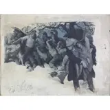 Edmund Franklin Ward, Melee at Night, Oil on canvas