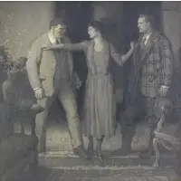 Woman Standing Between Two Men by Edmund Franklin Ward, Oil on board, sold Dec 2022