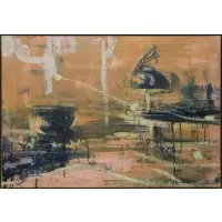 Tony Scherman, Abstract Still Life, Encaustic on paper on canvas